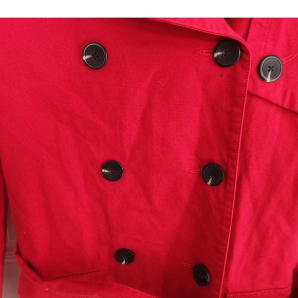 J. Peterman Women Size XXS Red Peacoat Raincoat Belted Double Breasted $248 MSRP - Picture 2 of 9